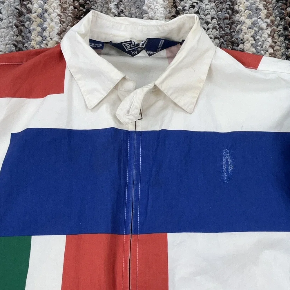 Vintage Polo Ralph‎ Lauren Jacket Men M 90s Olympics Stadium Hurdle Man 1992 AOP